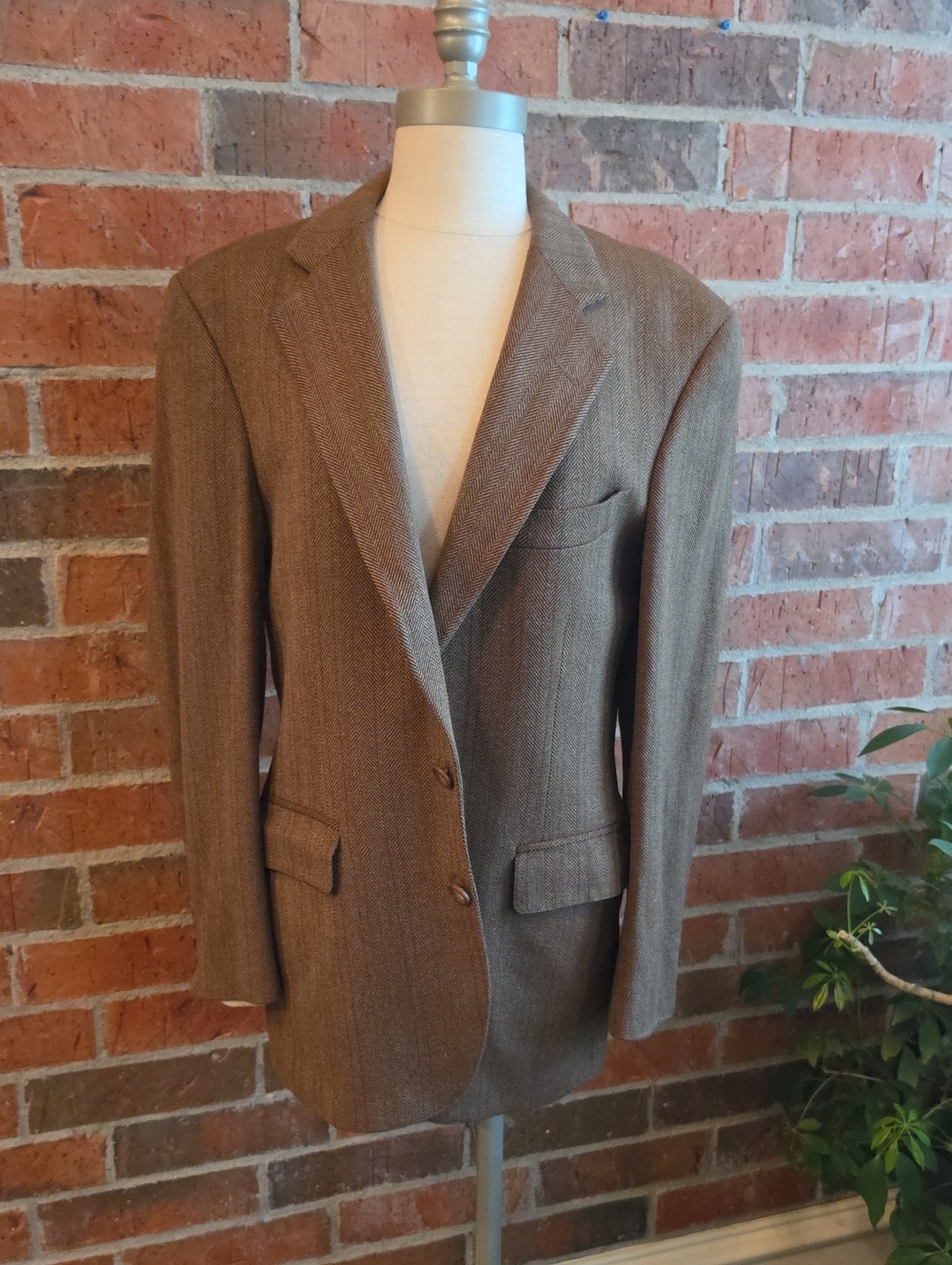 Ralph Lauren Polo University Club Vintage Brown Herringbone Two Button Blazer